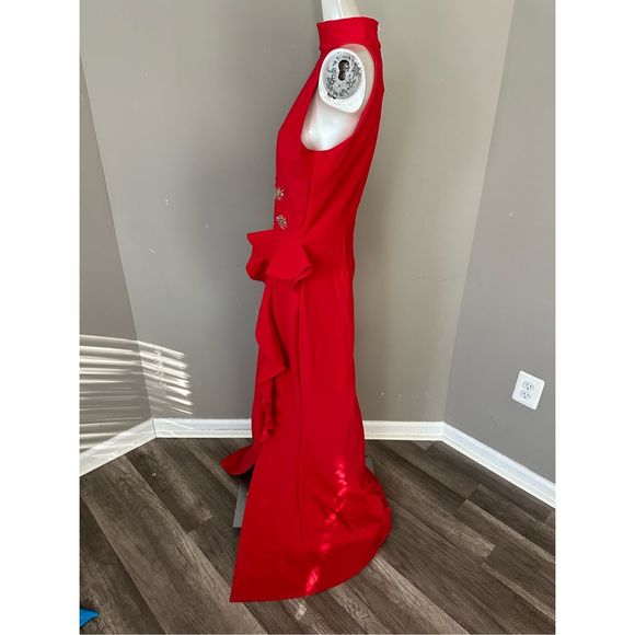 NWT Chiara Boni La Petite Robe Teodorina Sequined Ruffle Halter Gown US4 $1090 - Picture 7 of 11